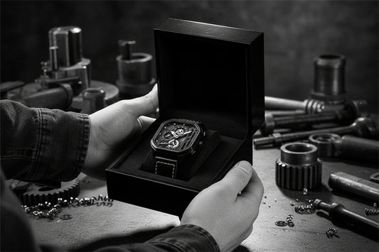 Square Design Big Dial Business Casual Men'S Watches Genuine Leather Waterproof Quartz Wristwatch for Men Sport Military Hour